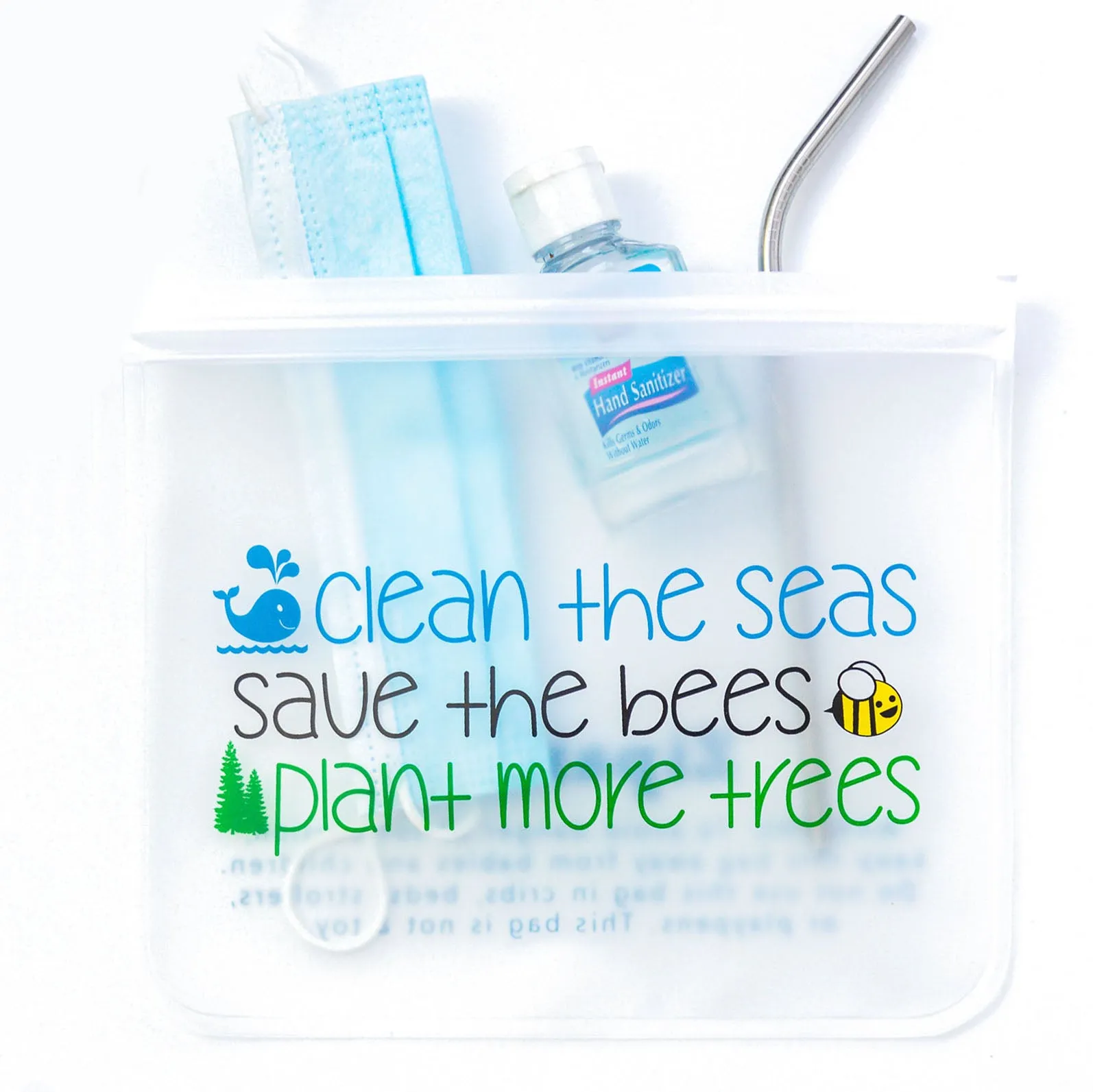 Reusable - XL Sandwich (Qt) - 2-Pc - Seas Bees Trees, Eco-Friendly Bag Set