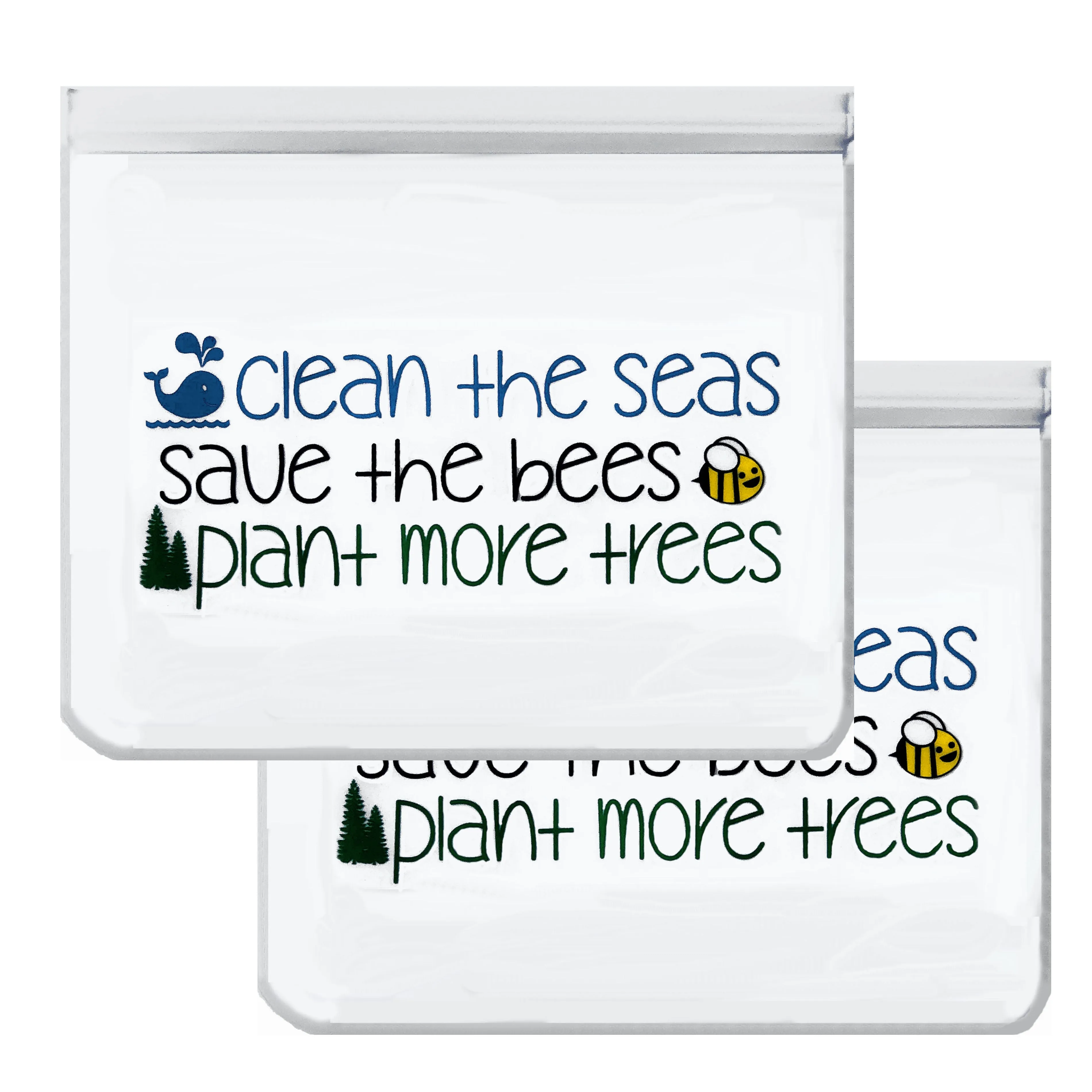 Reusable - XL Sandwich (Qt) - 2-Pc - Seas Bees Trees, Eco-Friendly Bag Set