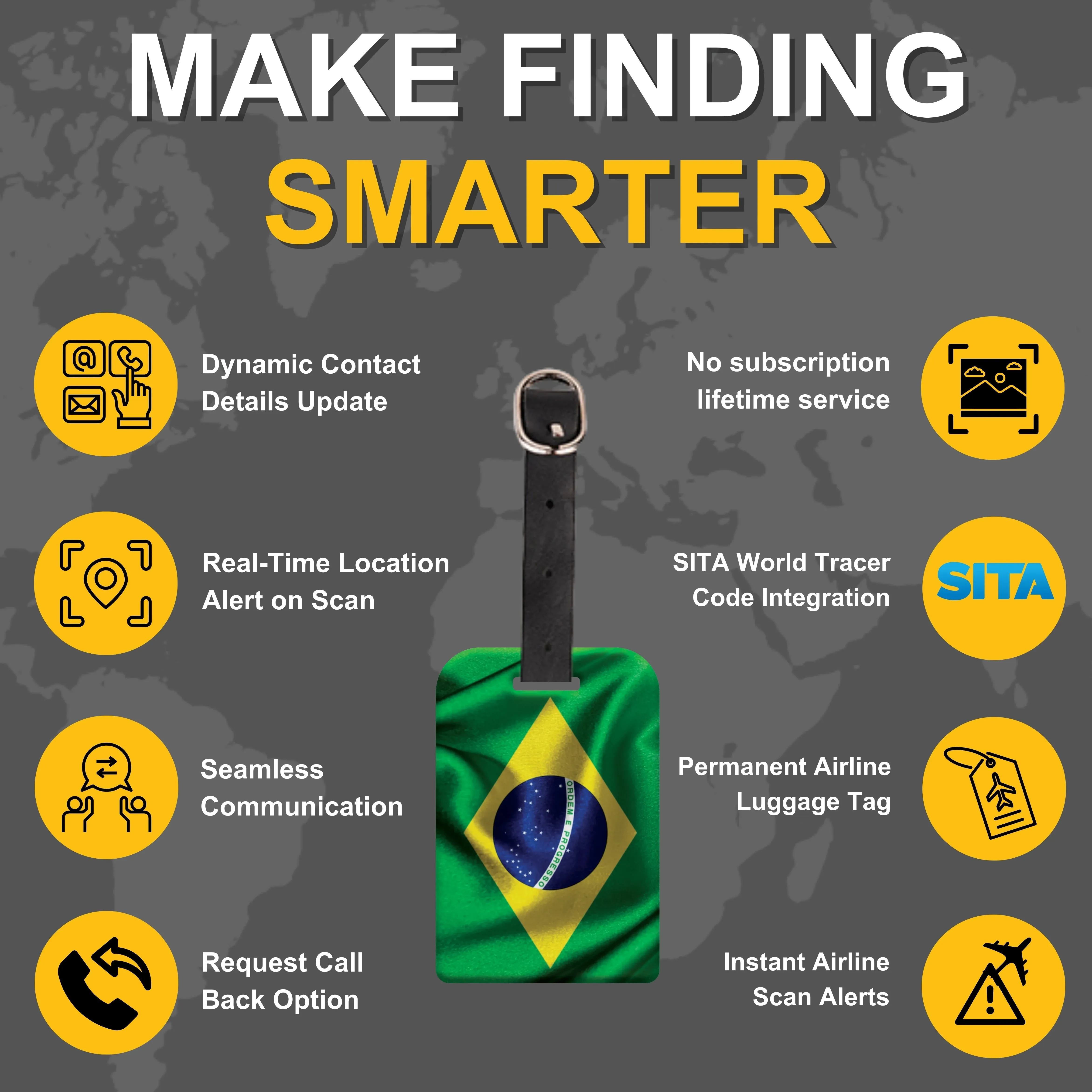 Smart Bag Security Tag - Brazil Flag [Pack 2]