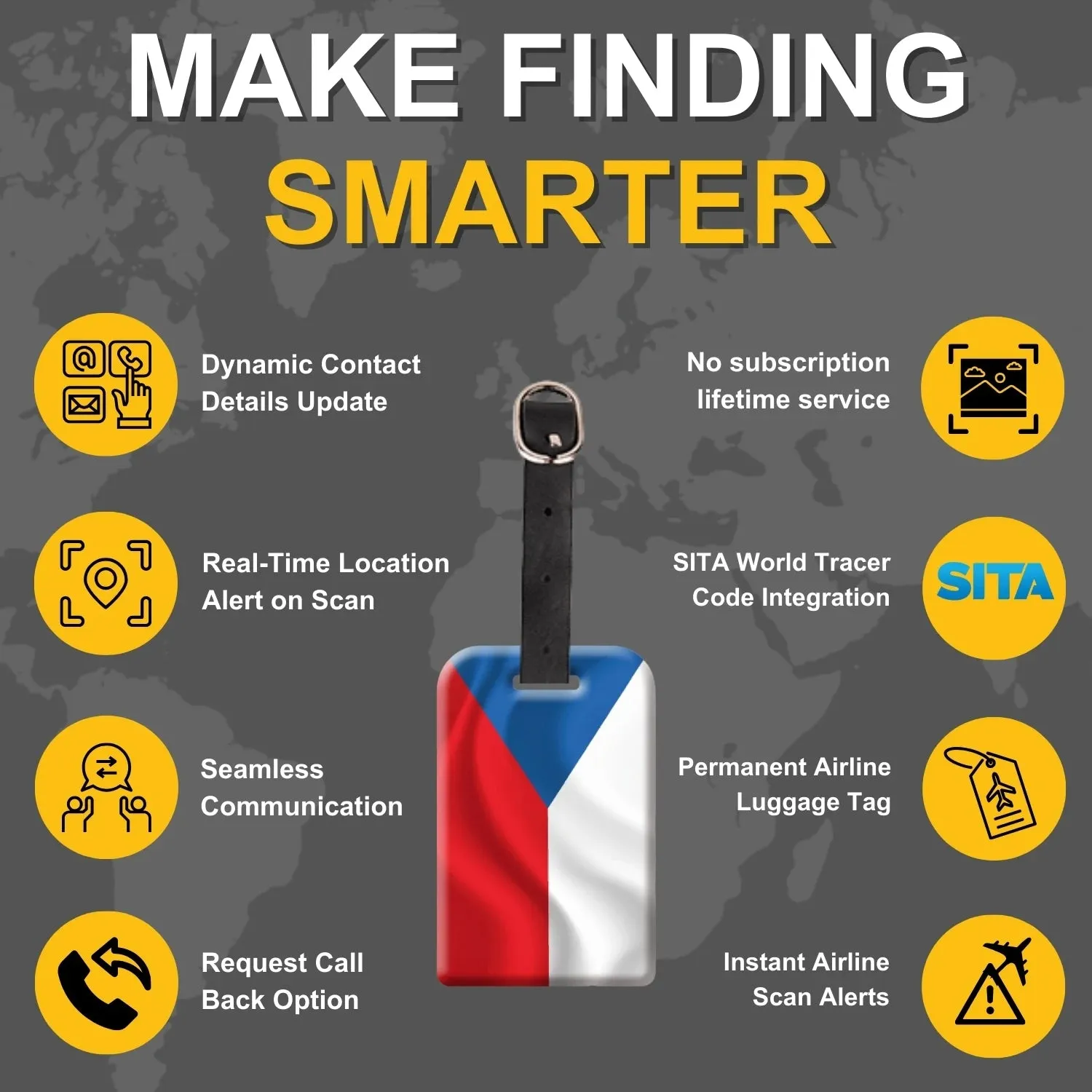 Smart Bag Security Tag - Czech Republic Flag [Pack 2]