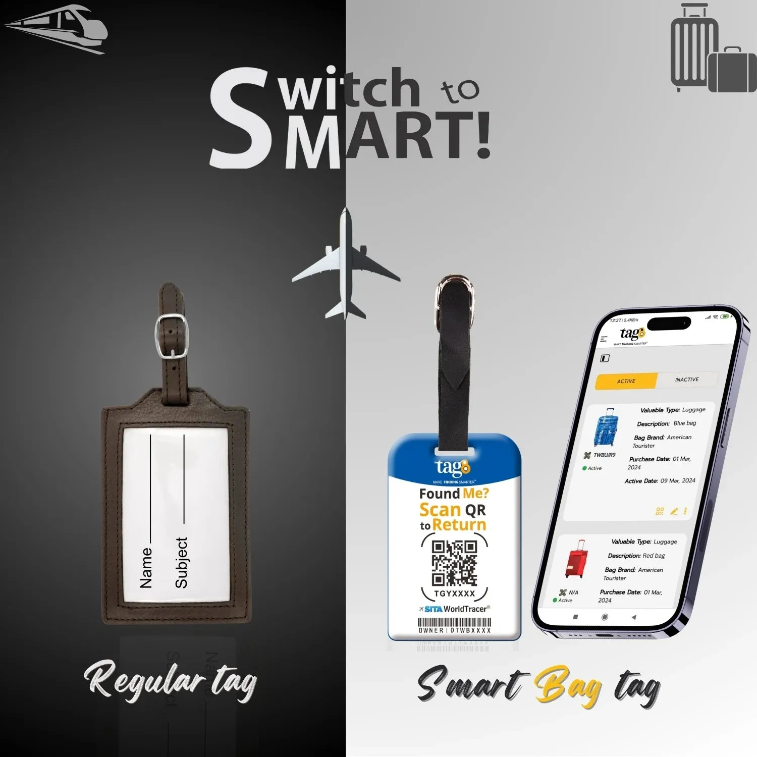 Smart Bag Security Tag - Czech Republic Flag [Pack 2]