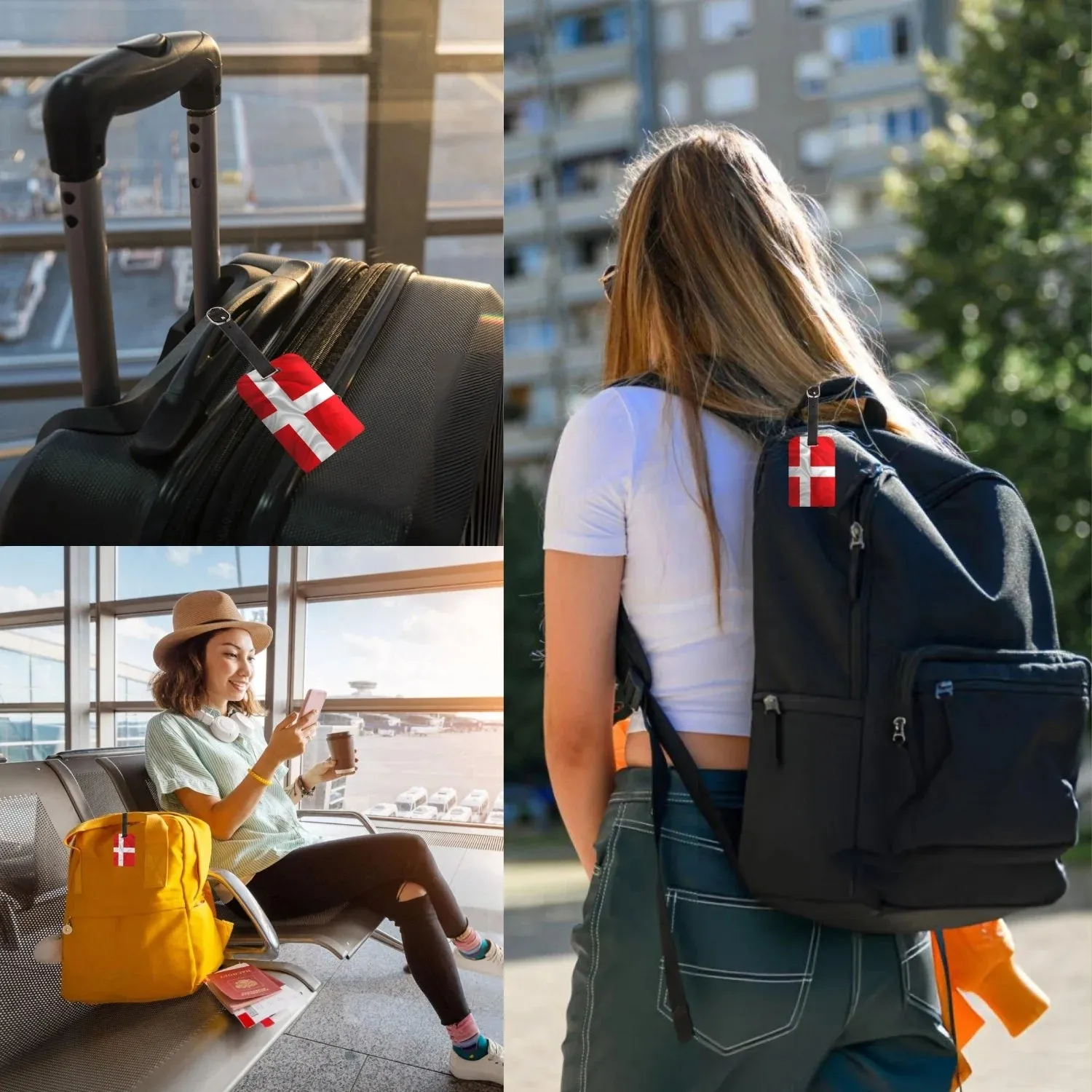 Smart Bag Security Tag - Denmark Flag [Pack 2]