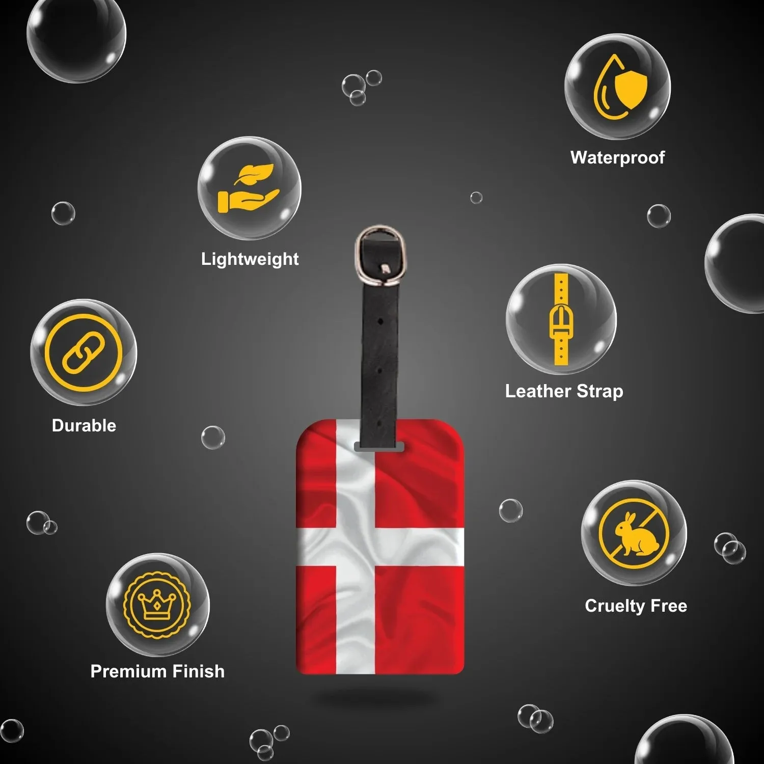 Smart Bag Security Tag - Denmark Flag [Pack 2]