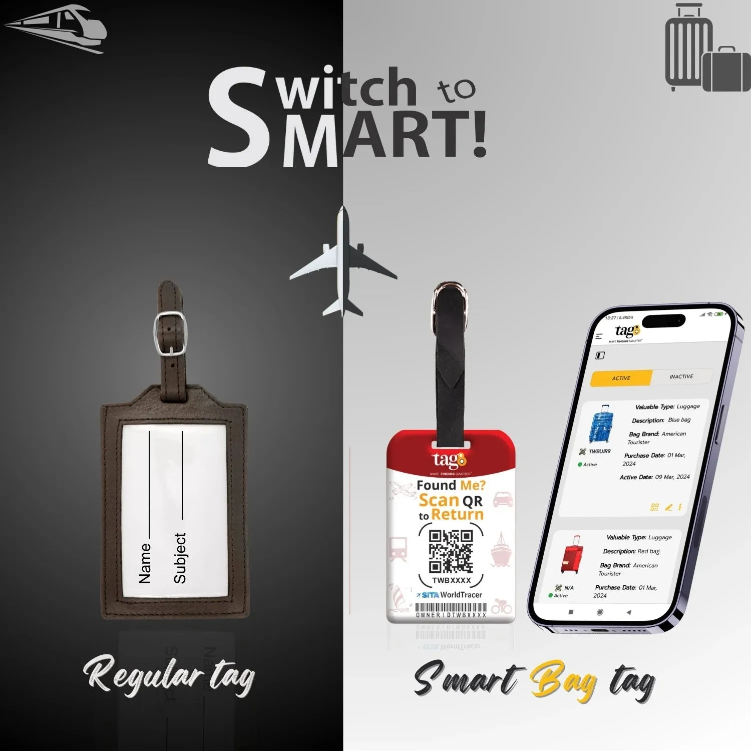 Smart Bag Security Tag - Italy Flag [Pack 2]