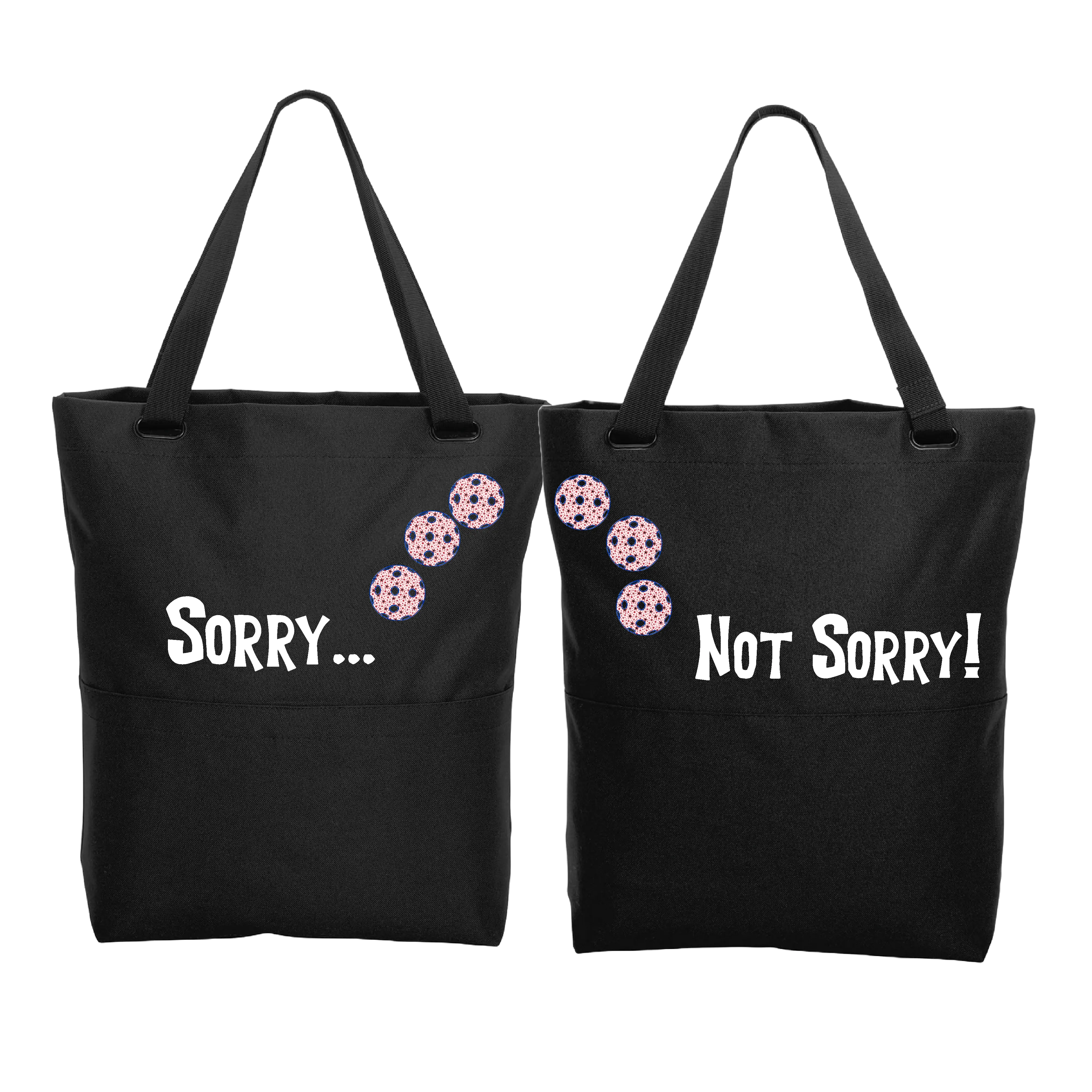 Sorry Not Sorry With Pickleballs (Customizable) | Pickleball Sports Convertible Tote Bag | Medium Size Court Tote Bag