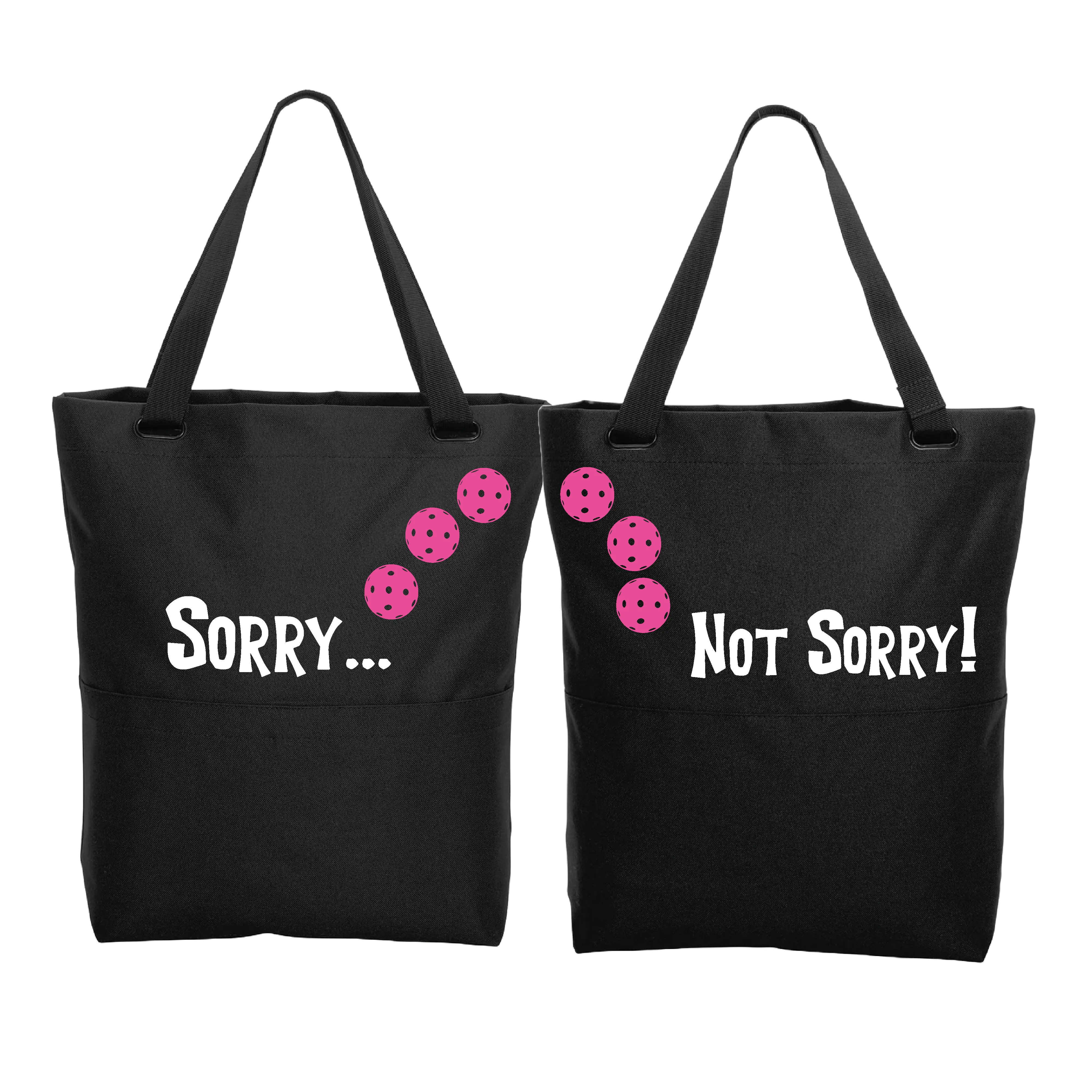 Sorry Not Sorry With Pickleballs (Customizable) | Pickleball Sports Convertible Tote Bag | Medium Size Court Tote Bag