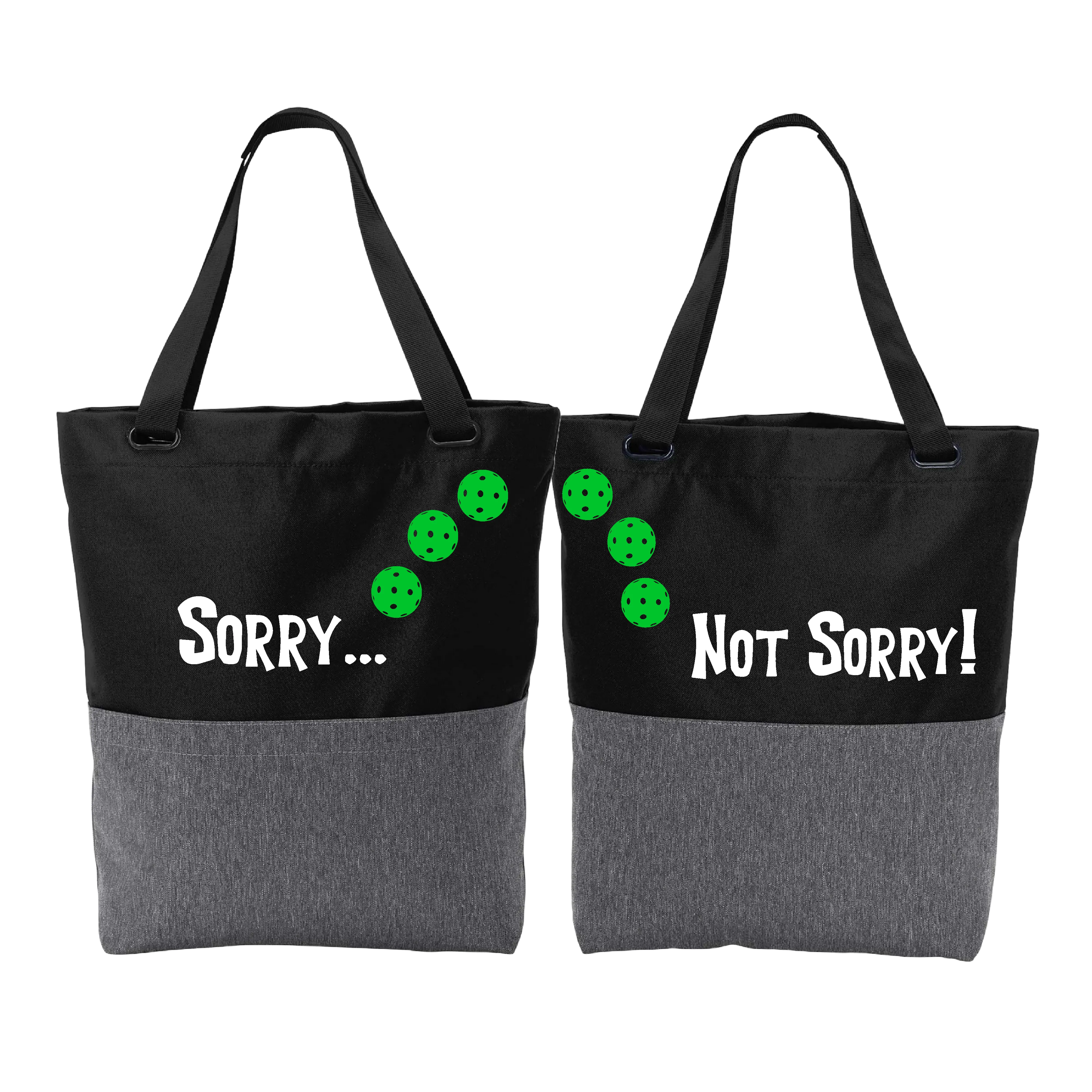 Sorry Not Sorry With Pickleballs (Customizable) | Pickleball Sports Convertible Tote Bag | Medium Size Court Tote Bag