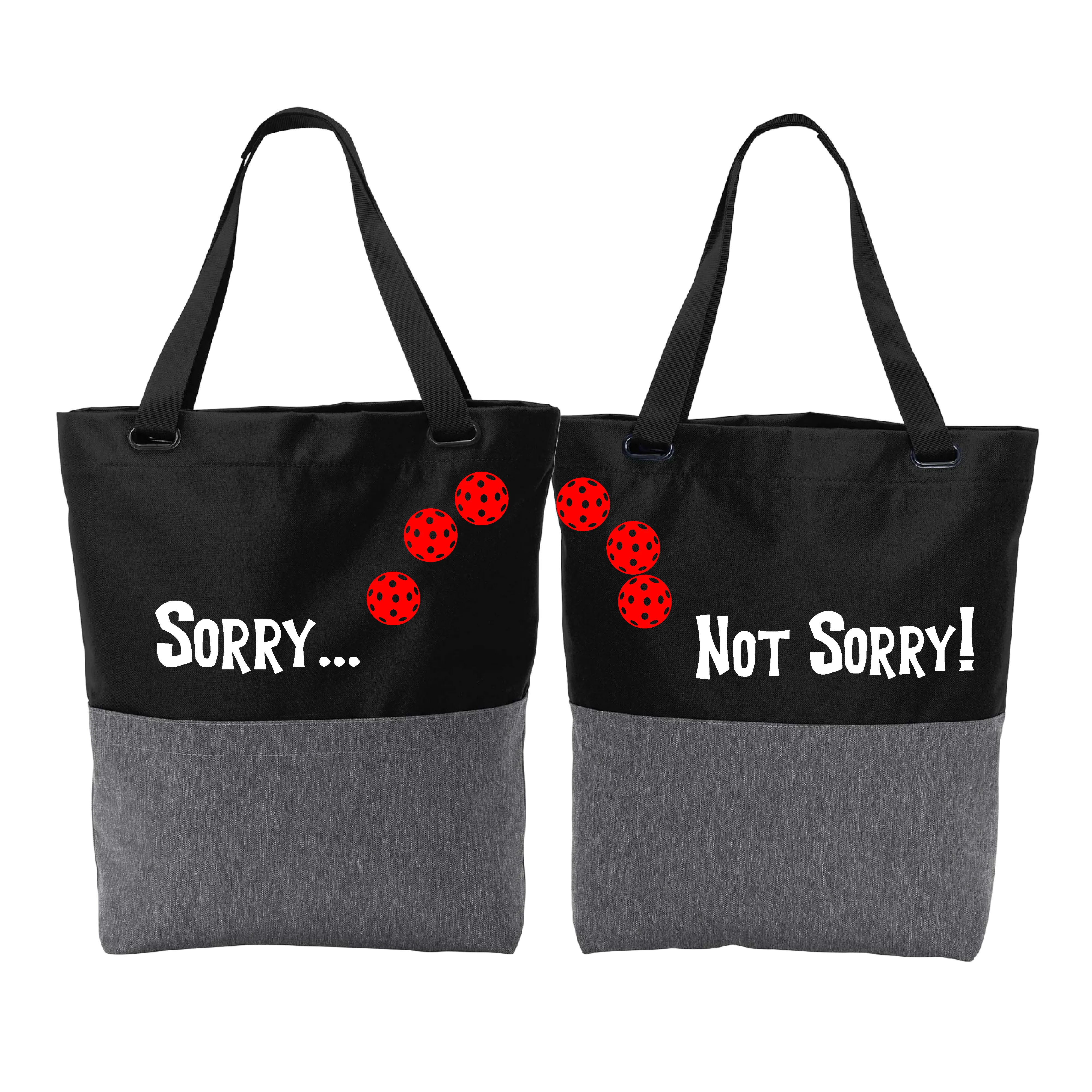 Sorry Not Sorry With Pickleballs (Customizable) | Pickleball Sports Convertible Tote Bag | Medium Size Court Tote Bag