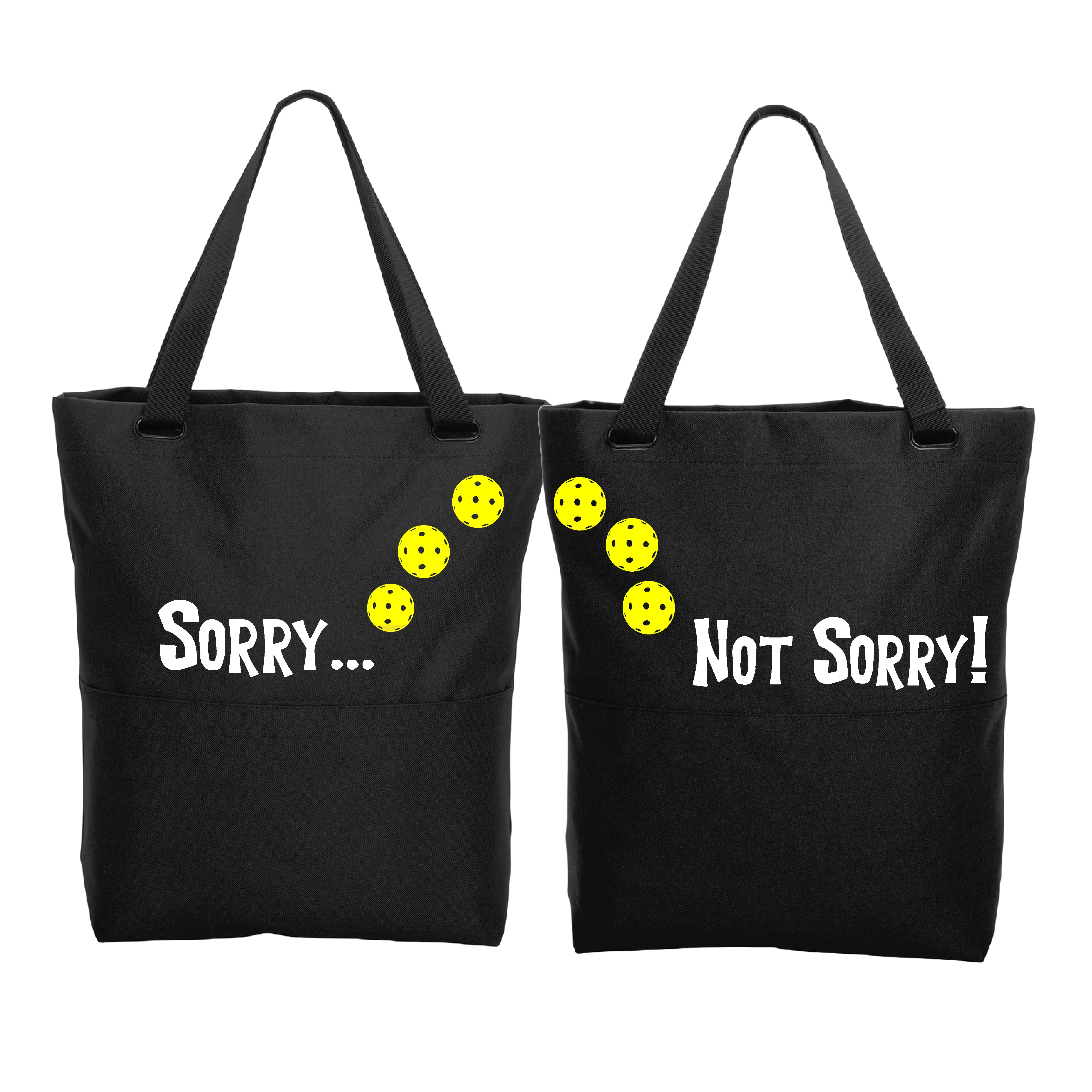 Sorry Not Sorry With Pickleballs (Customizable) | Pickleball Sports Convertible Tote Bag | Medium Size Court Tote Bag
