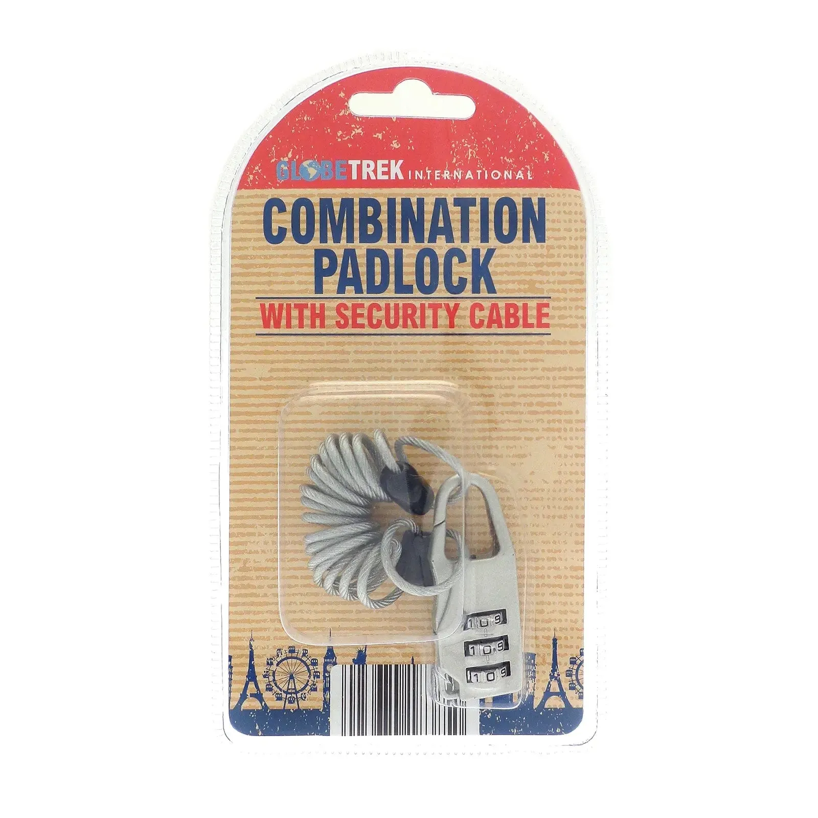 Travel Combination Padlock with Security Cable 3 Digit Steel
