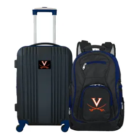 Virginia Cavaliers 2 Piece Premium Colored Trim Backpack and Luggage Set