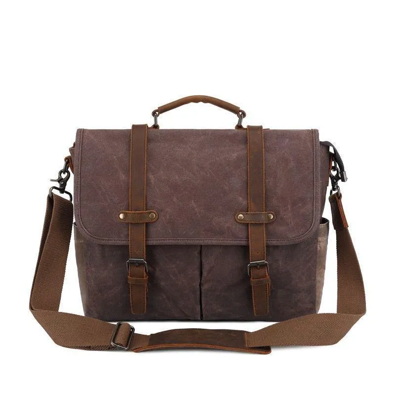 Woosir Waxed Canvas Briefcase Men